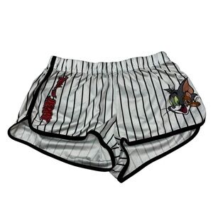 Tom & Jerry Girl's Size XL Athletic Running Shorts White Striped Lounge Shorts